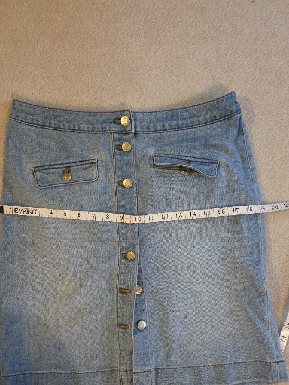 Light Blue Denim Button-Front Skirt - Picture 7 of 8